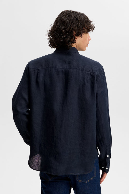 Zachary Clean Linen Shirt / Navy