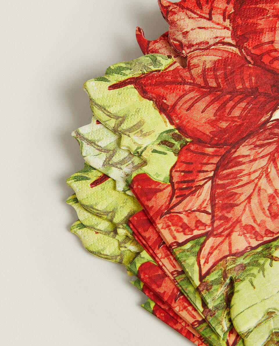 PACK OF CHRISTMAS POINSETTIA PAPER NAPKINS (PACK OF 20)