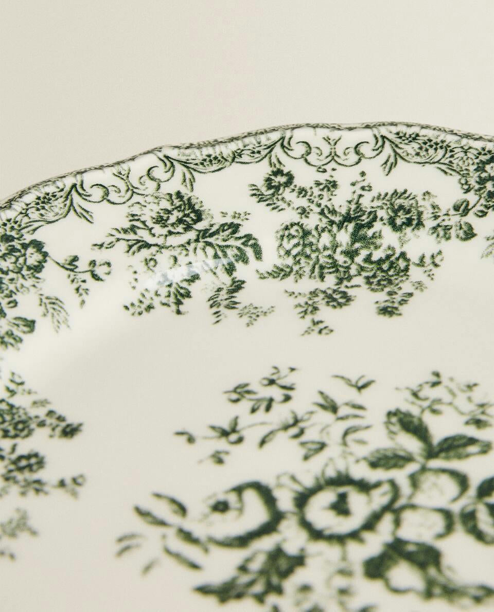 FLORAL EARTHENWARE DESSERT PLATE