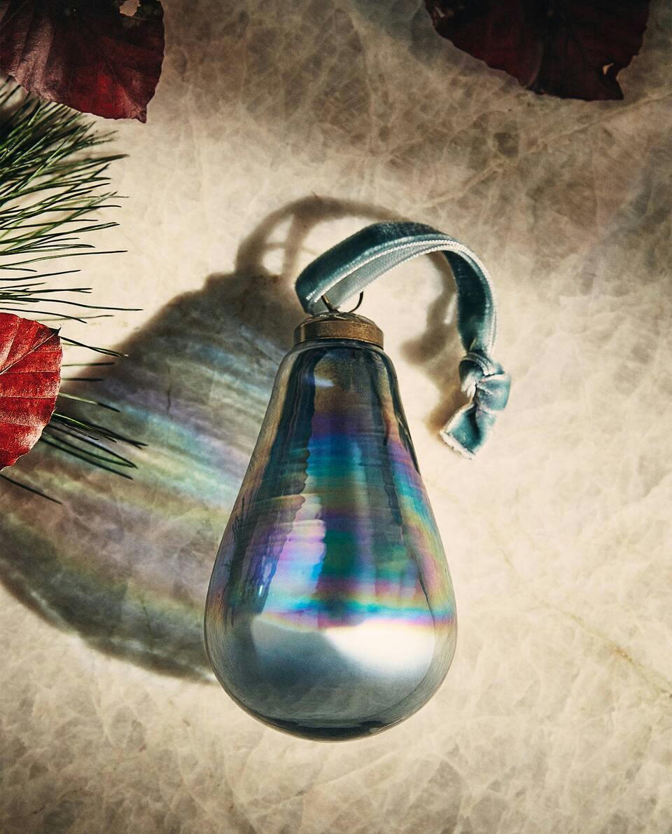 GLASS PEAR CHRISTMAS DECORATION