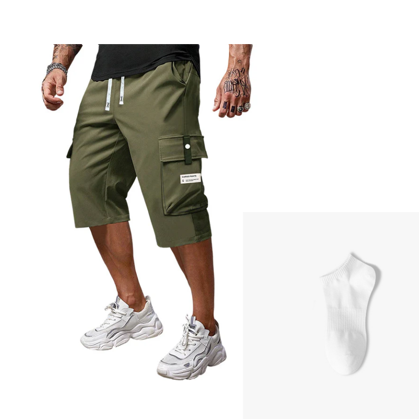 ⏳NUR HEUTE 50% RABATT!!📢Freizeithose Capri Cargohose für Herren mit Kordelzug