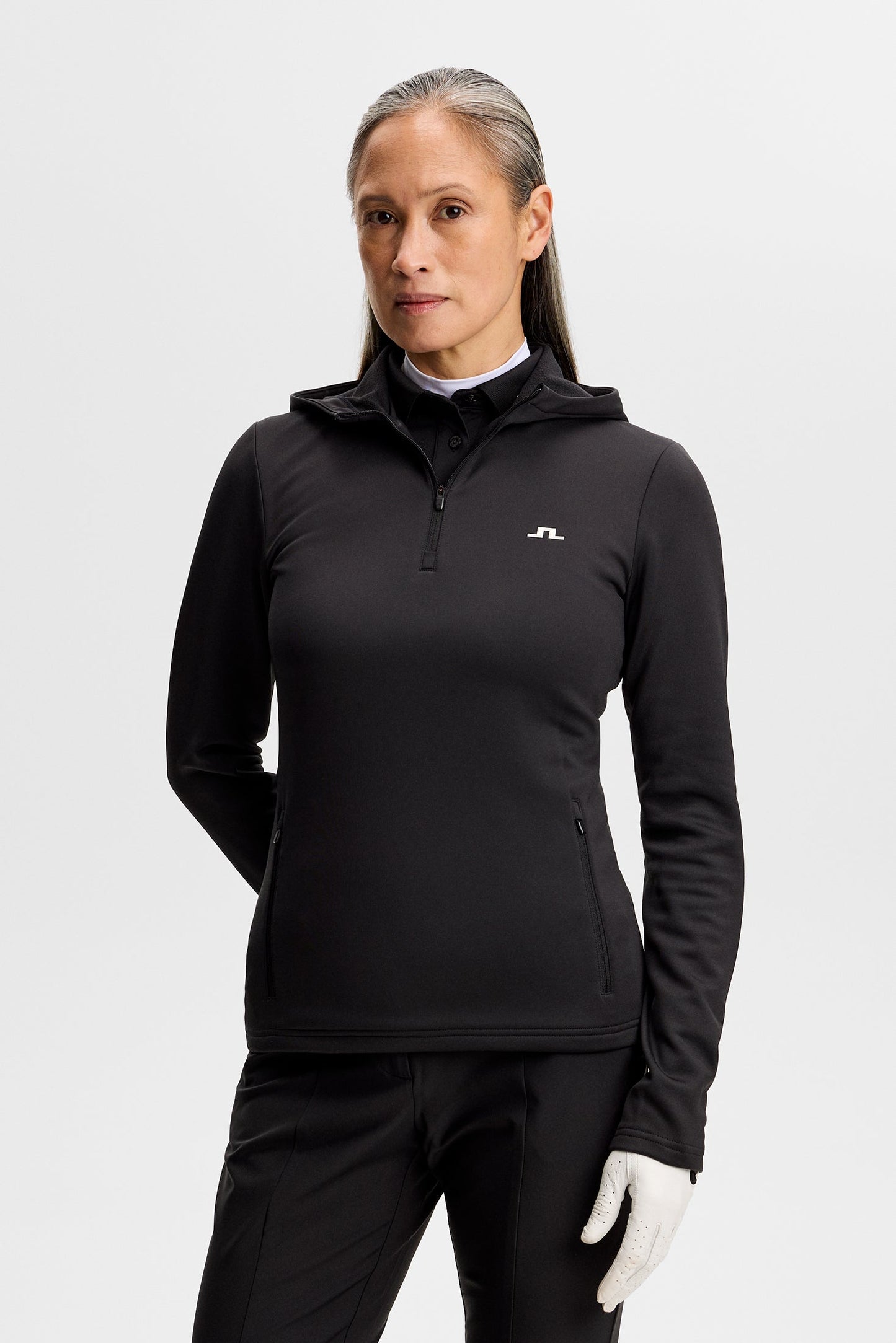 Aerielle Quarter Zip Hood / Black
