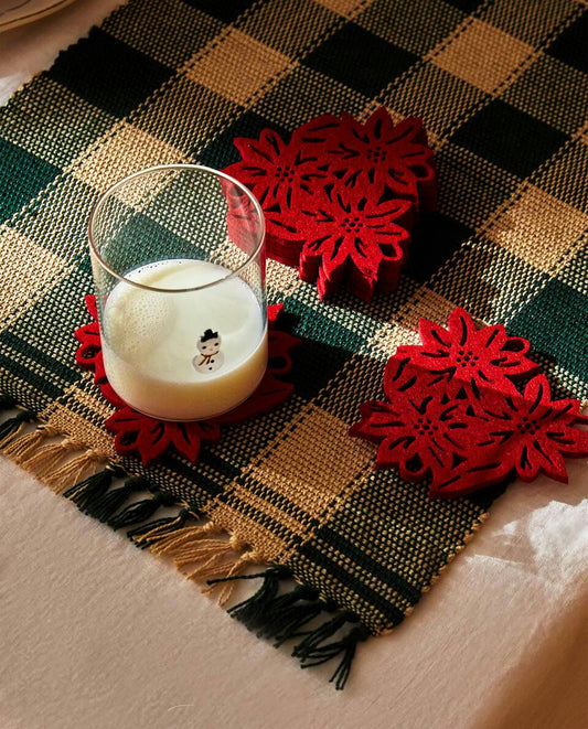PACK OF FLORAL FELT CHRISTMAS COASTERS (PACK OF 6)