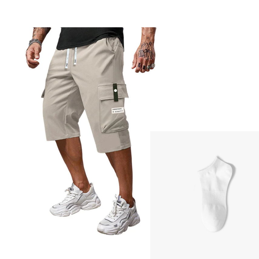 ⏳NUR HEUTE 50% RABATT!!📢Freizeithose Capri Cargohose für Herren mit Kordelzug