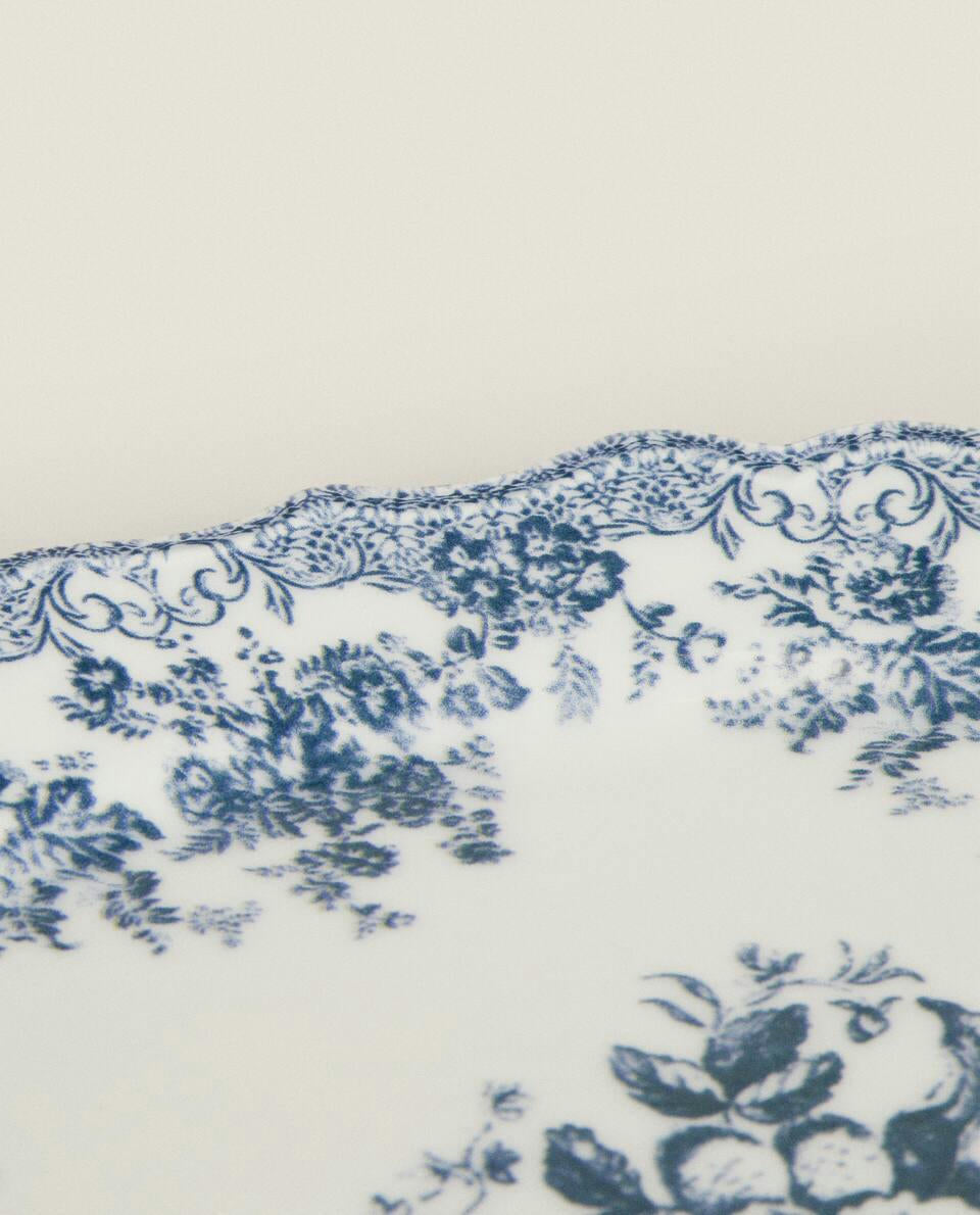 FLORAL EARTHENWARE SERVING DISH