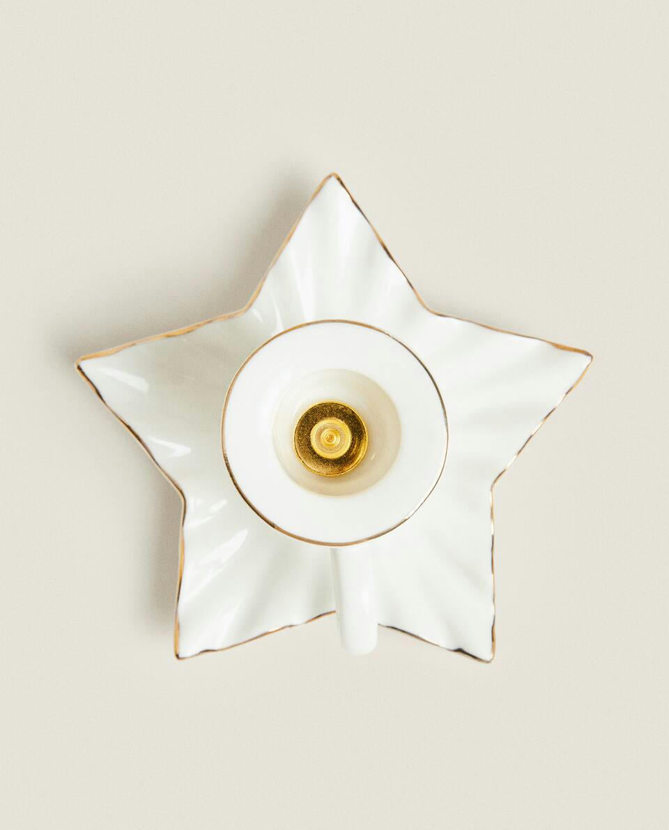 CHRISTMAS LEAF CANDLEHOLDER WITH RIM