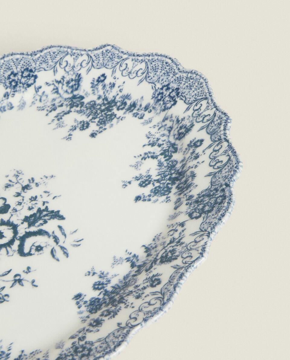 FLORAL EARTHENWARE SERVING DISH