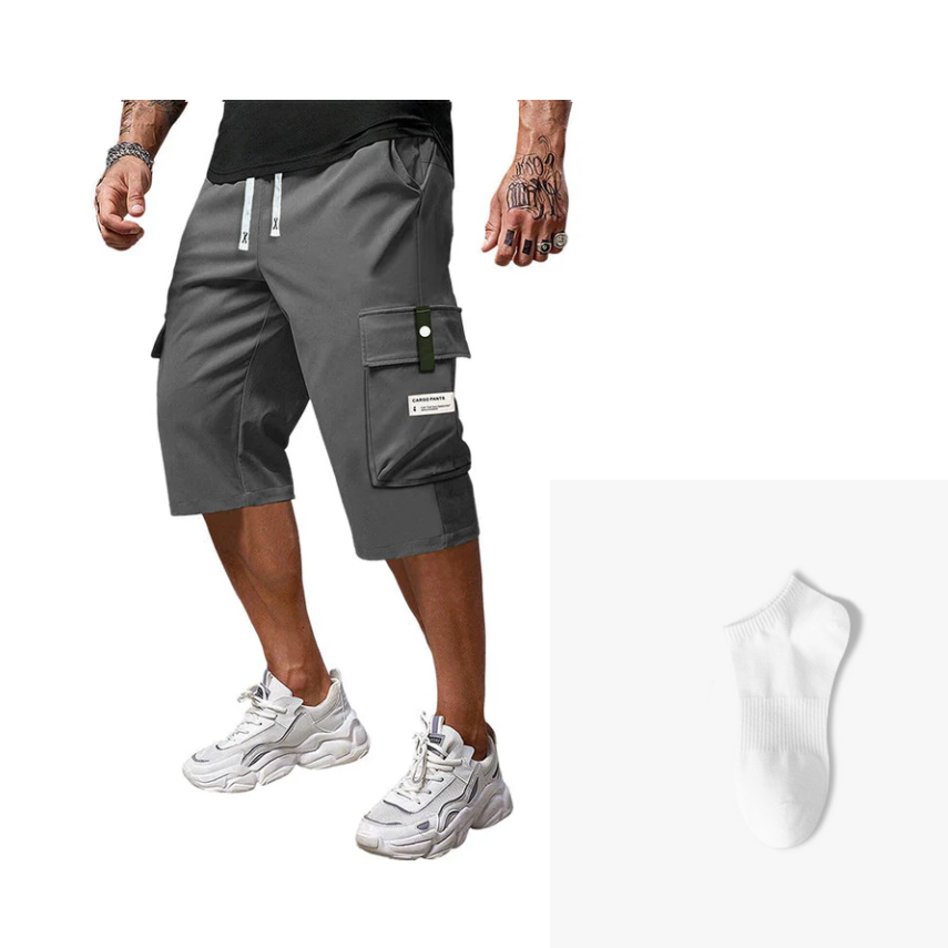 ⏳NUR HEUTE 50% RABATT!!📢Freizeithose Capri Cargohose für Herren mit Kordelzug
