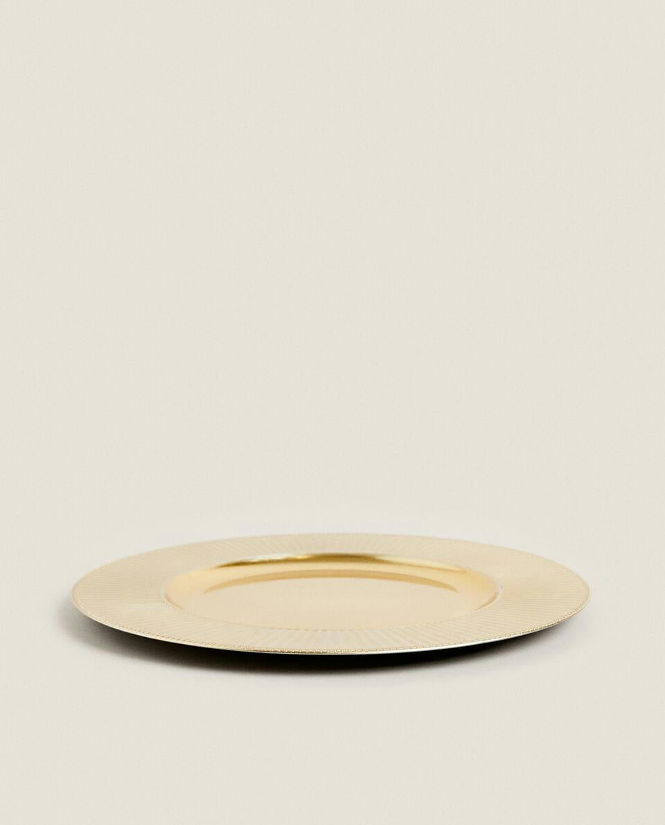 GOLD STRIPED CHRISTMAS SERVICE PLATE