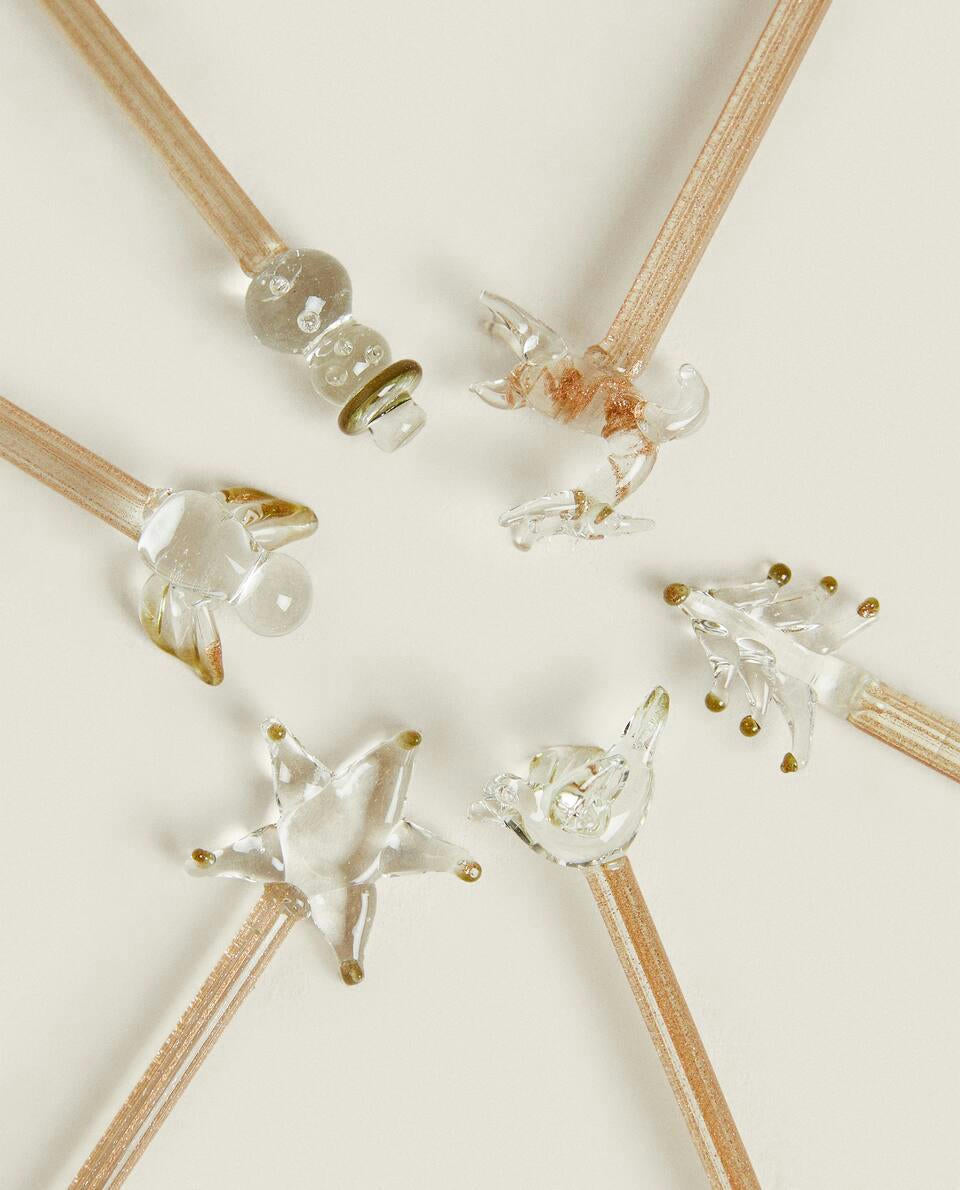 CHRISTMAS GLASS DESSERT SPOON CHARMS (PACK OF 6)