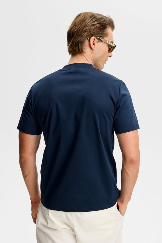 Ace Mock Neck T-Shirt / Navy