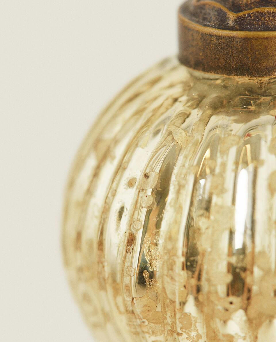 CRACKLED STRIPED CHRISTMAS BAUBLE DECORATION