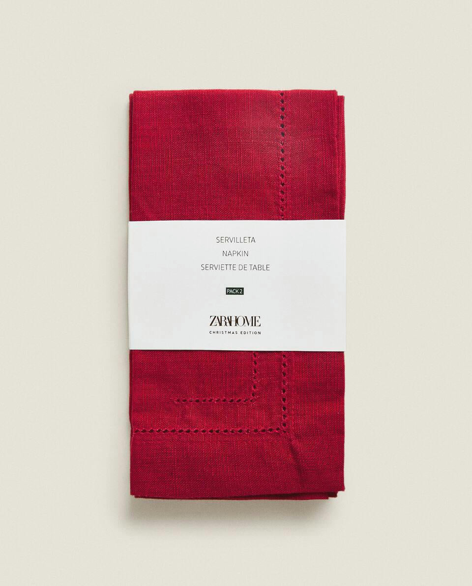 PACK OF HEMSTITCHED CHRISTMAS NAPKINS (PACK OF 2)