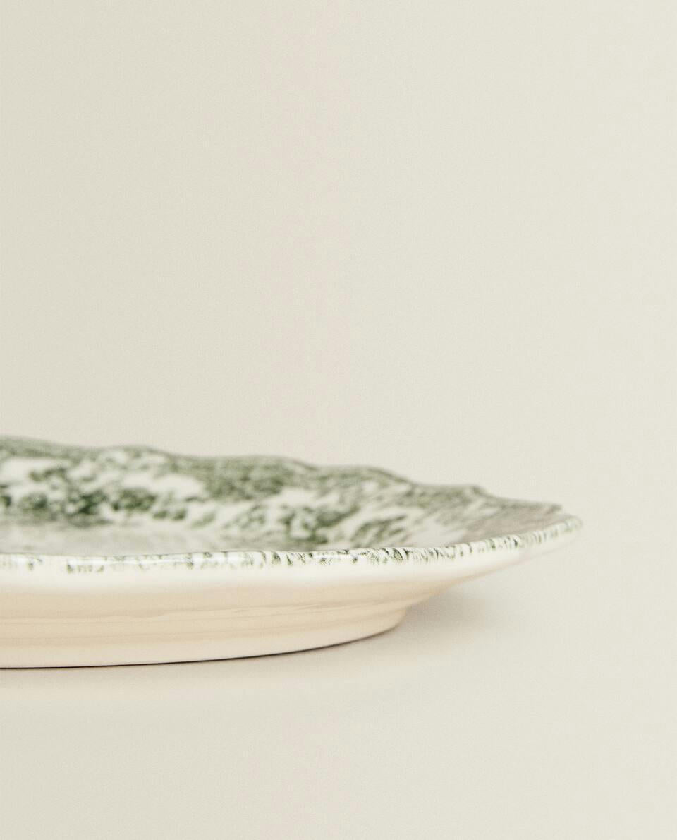 FLORAL EARTHENWARE SERVING DISH