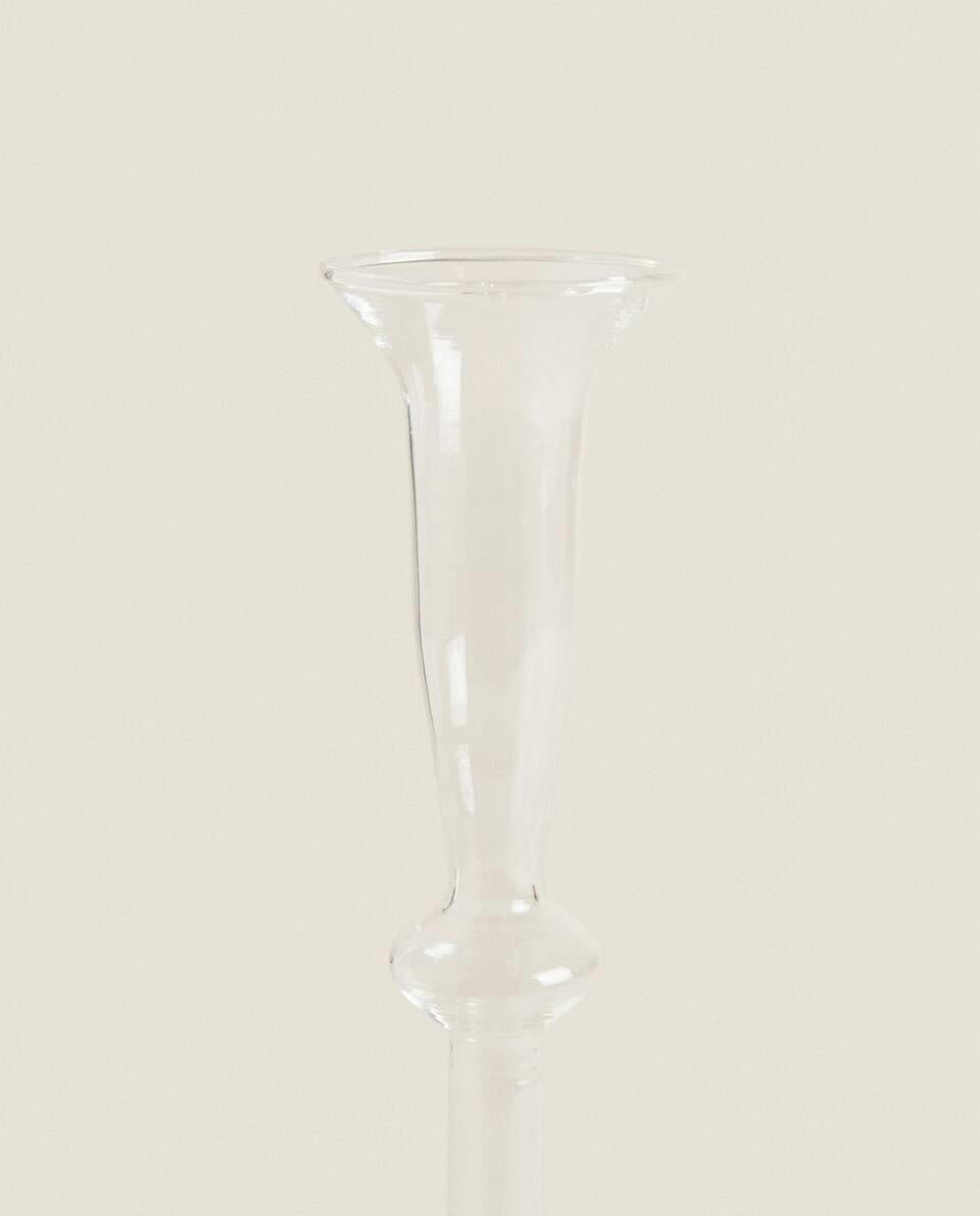 RAISED DESIGN GLASS CANDLESTICK