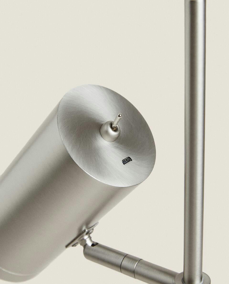 SILVER METAL USB RECHARGEABLE DESK LAMP