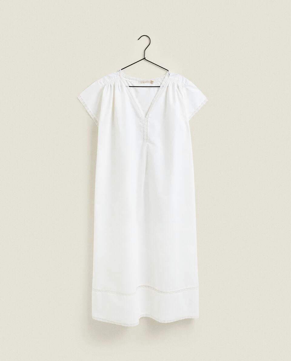 COTTON POPLIN NIGHTDRESS