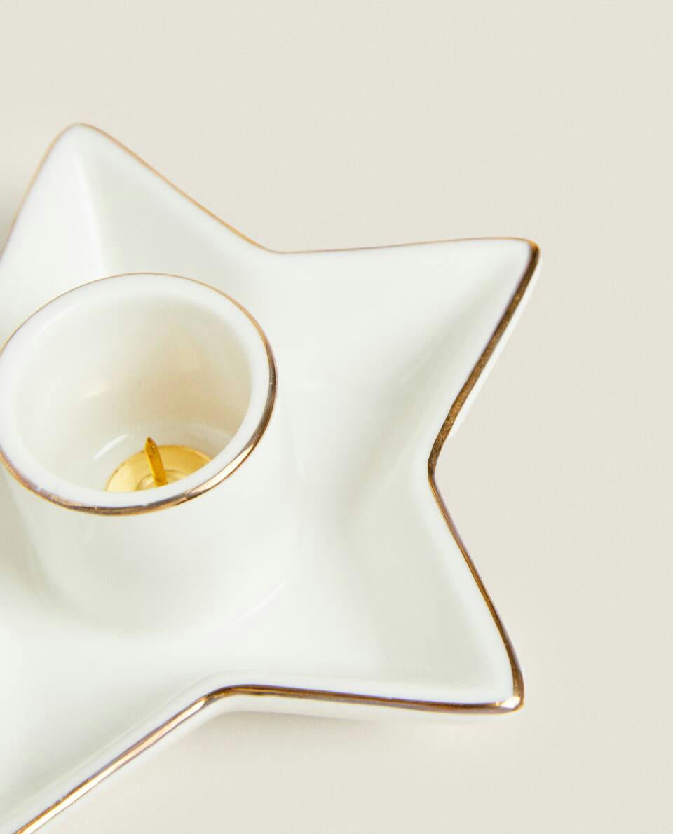 MEDIUM CHRISTMAS STAR CANDLESTICK WITH RIM