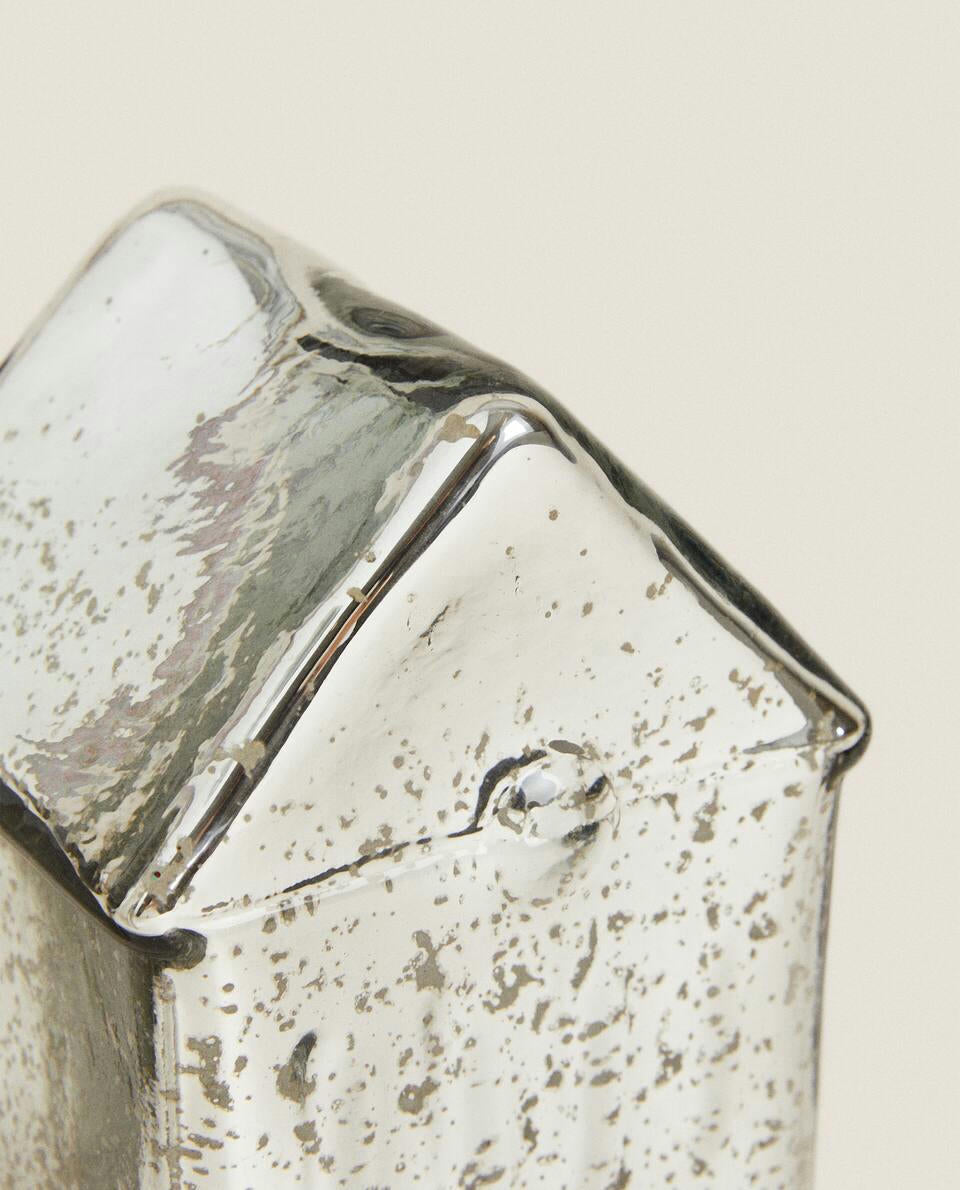 MERCURISED GLASS CHRISTMAS LED LIGHT HOUSE