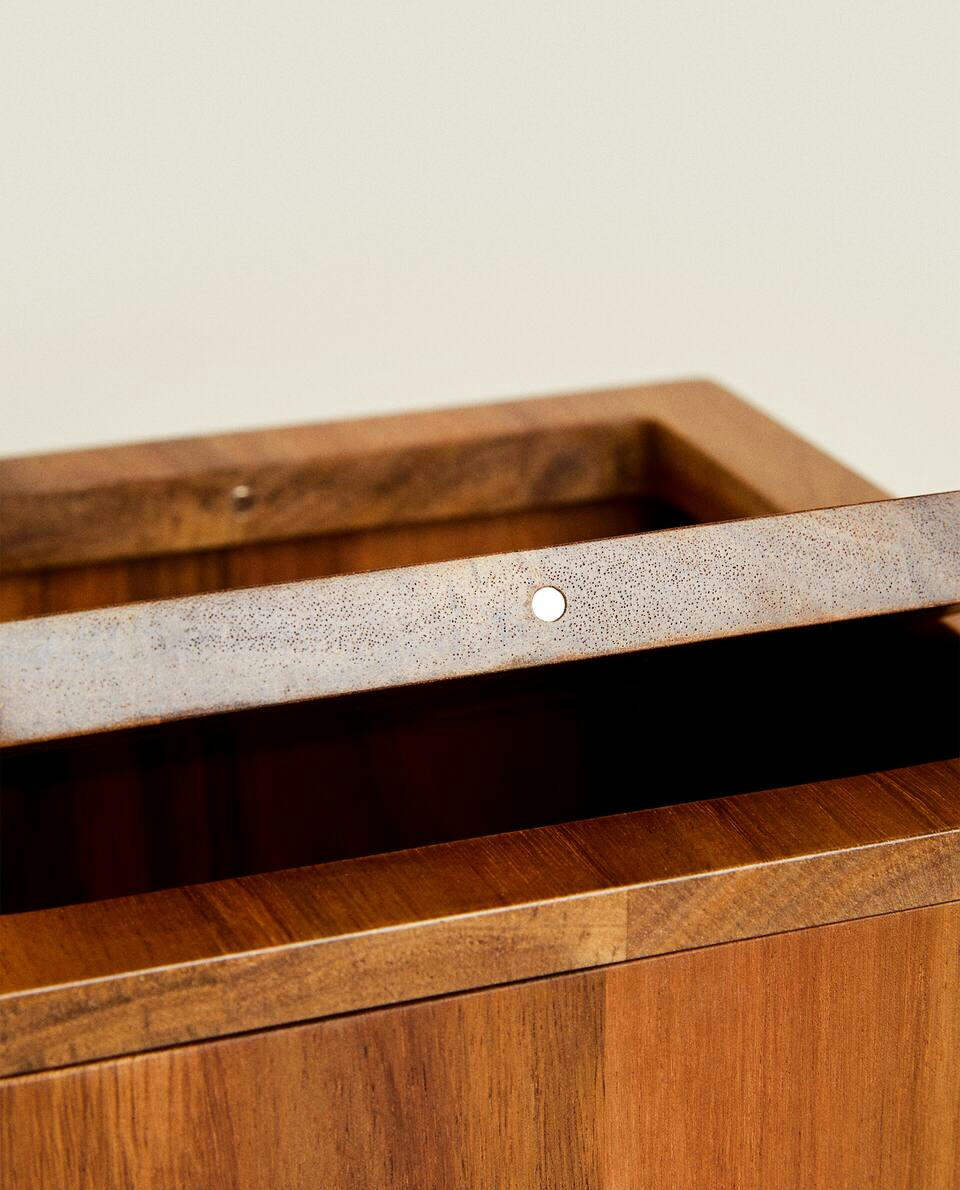 SQUARE WOODEN WASTEPAPER BASKET