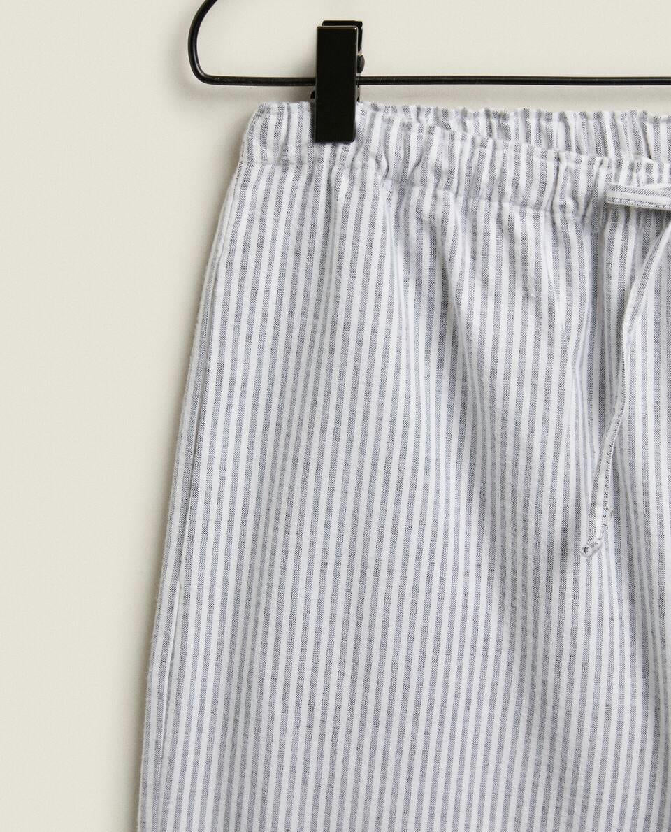 STRIPED FLANNEL PYJAMA BOTTOMS