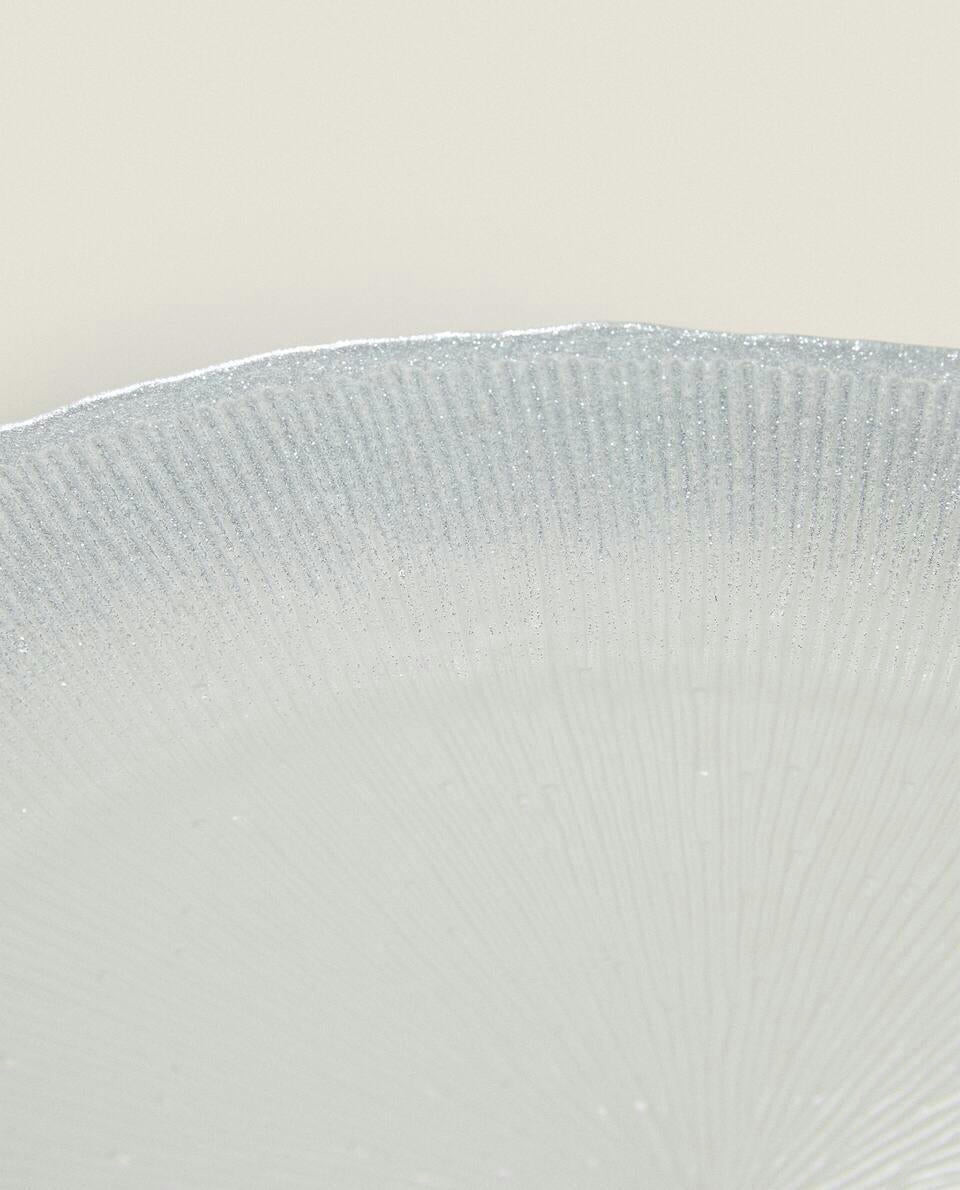 CHRISTMAS GLITTER GLASS SERVICE PLATE