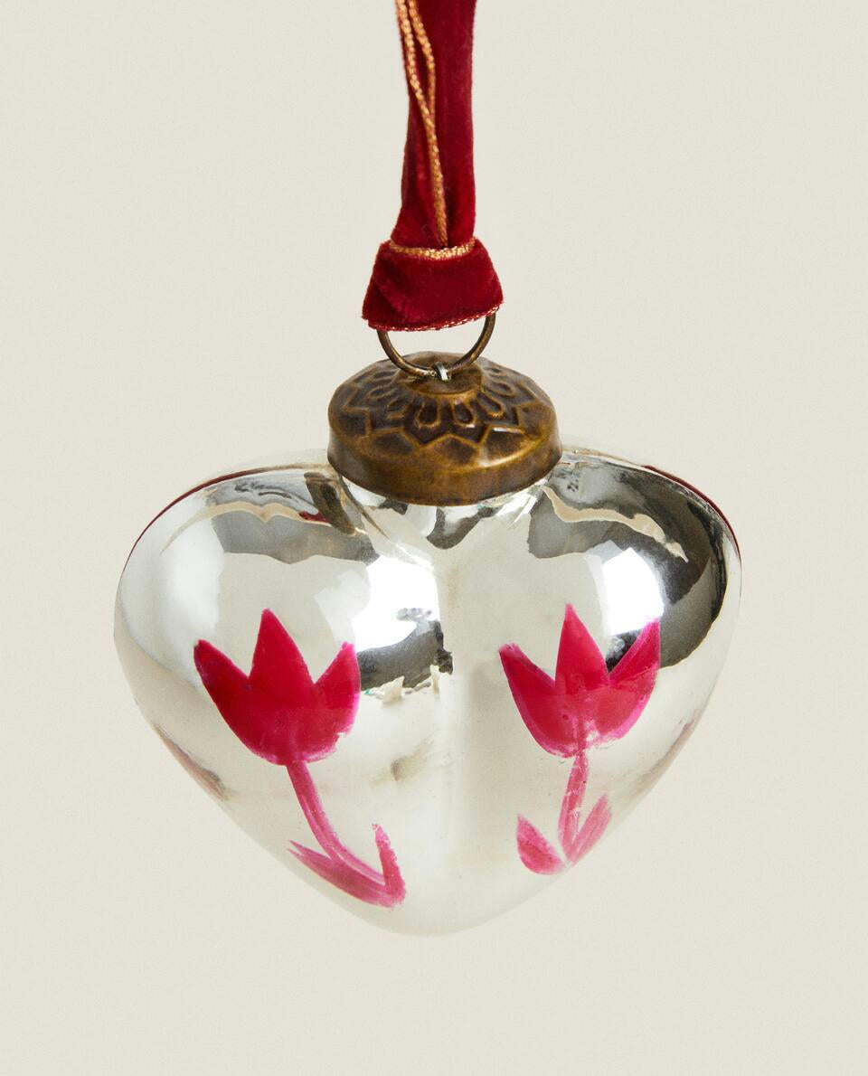 GLASS HEART CHRISTMAS DECORATION