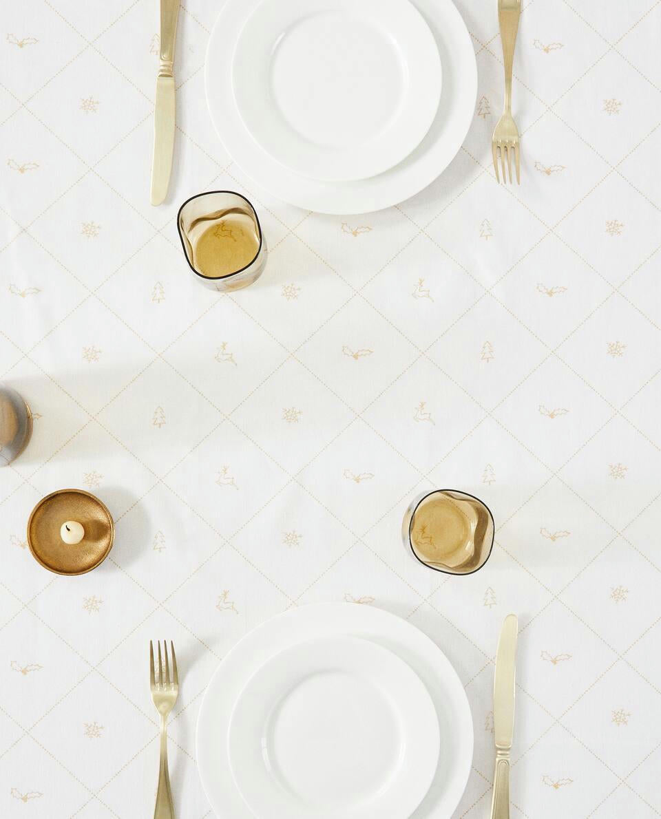 CHRISTMAS SNOW COTTON TABLECLOTH