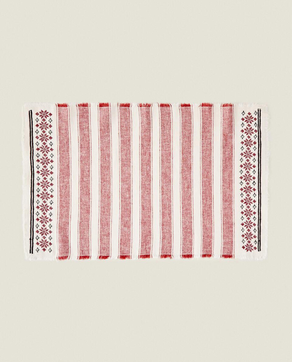 COTTON LINEN PLACEMAT WITH CHRISTMAS STRIPES