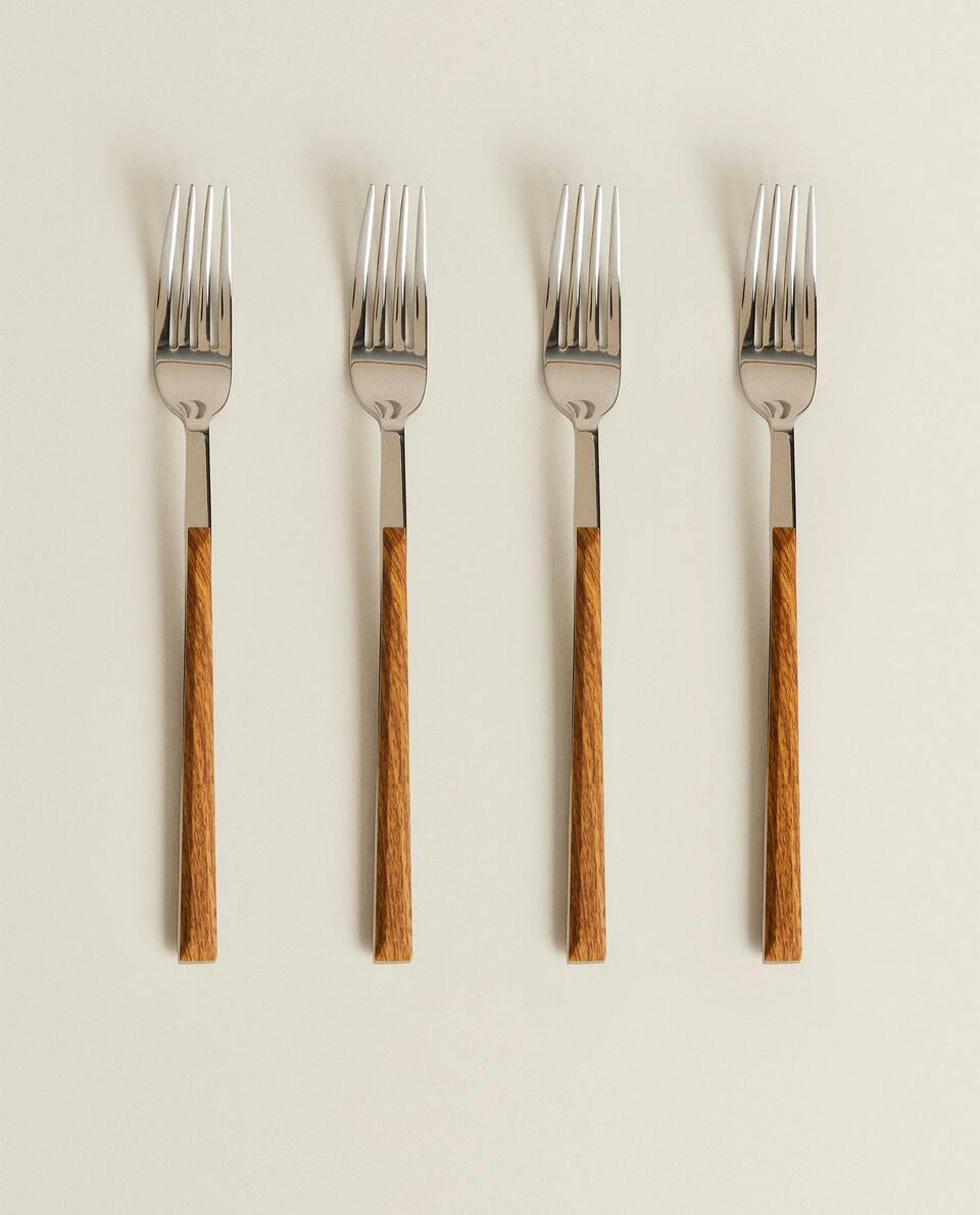 BOX 4 FORKS WITH WOOD-EFFECT HANDLES