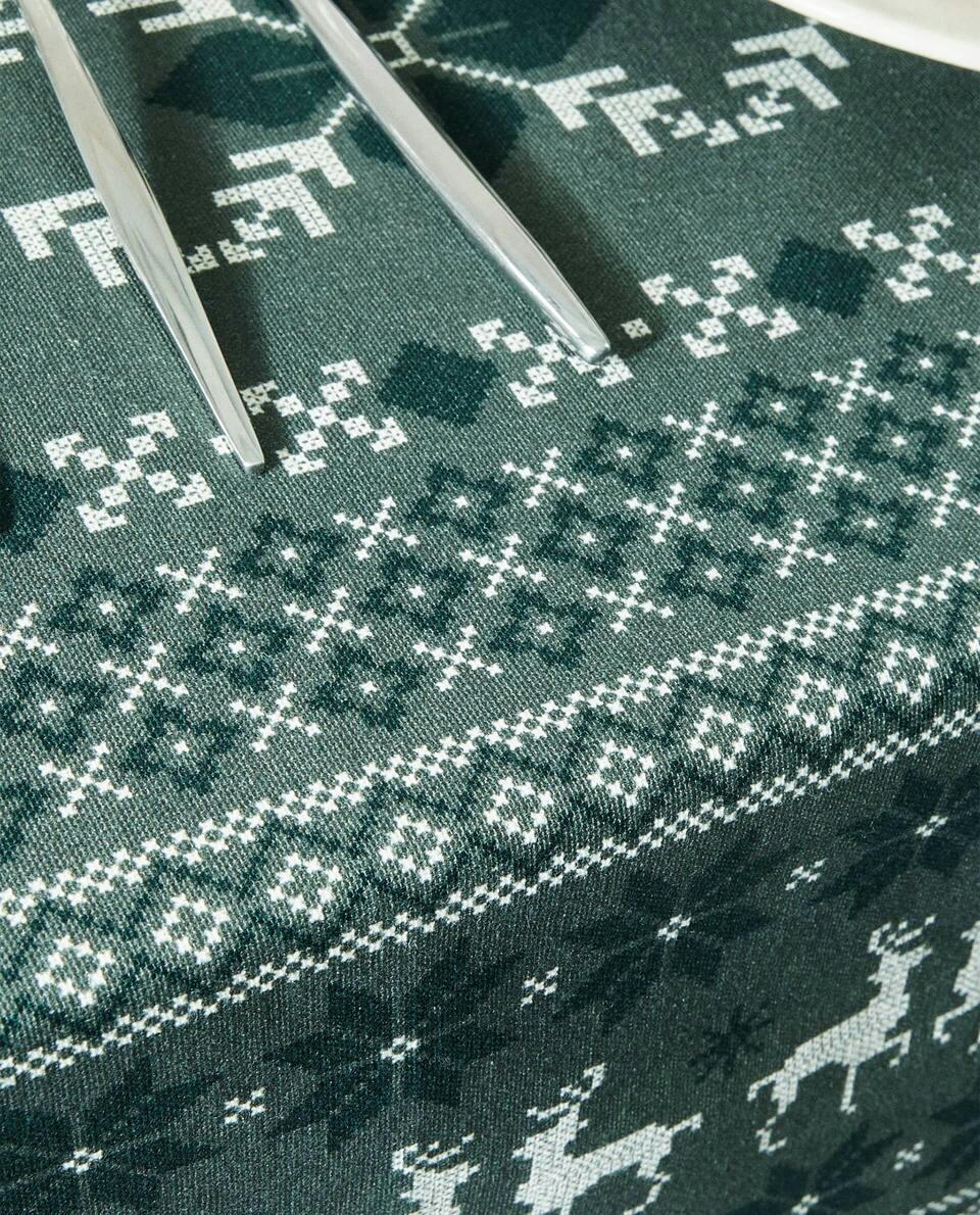 CHRISTMAS CROSS-STICH COTTON TABLECLOTH