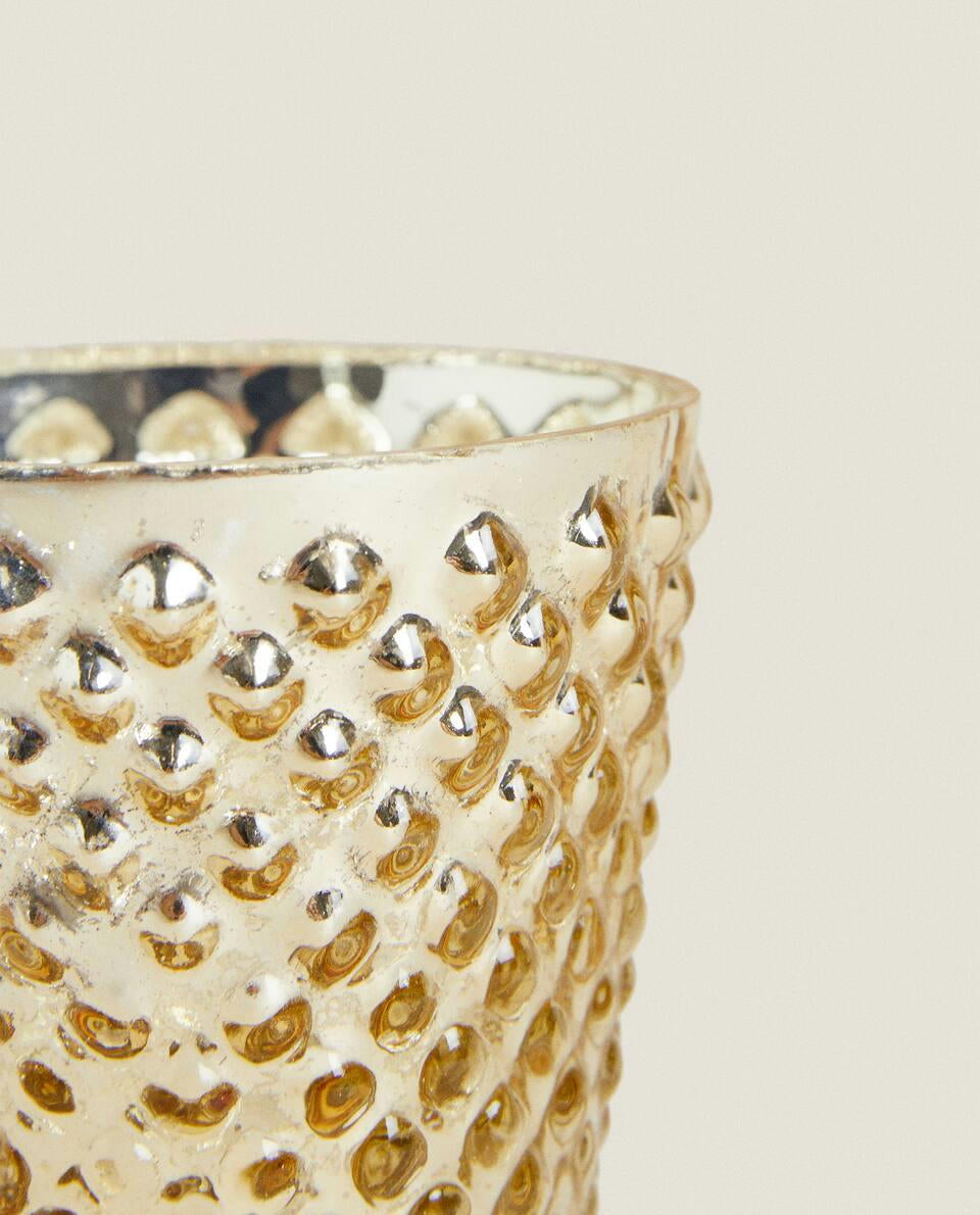 CHRISTMAS MERCURISED GLASS TEALIGHT HOLDER