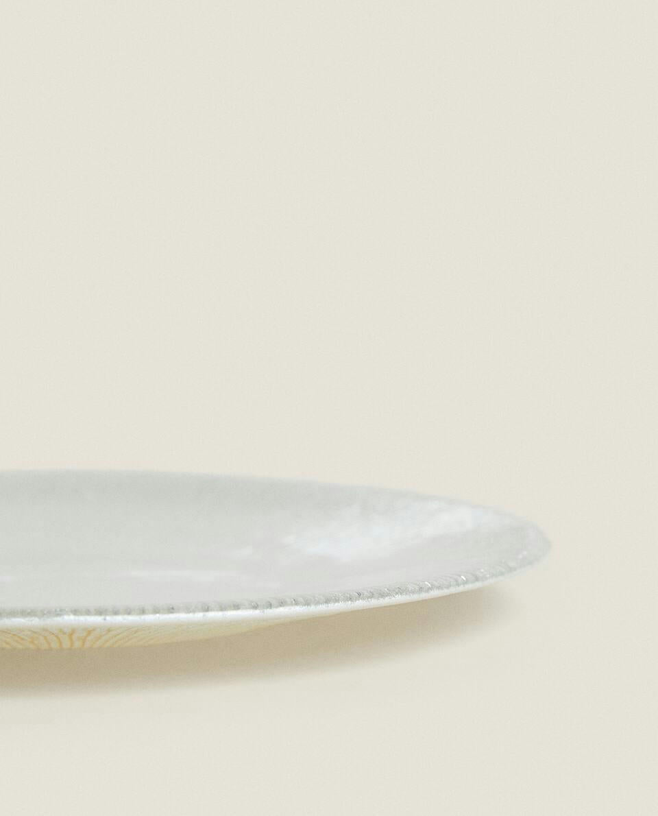 CHRISTMAS GLITTER GLASS DESSERT PLATE