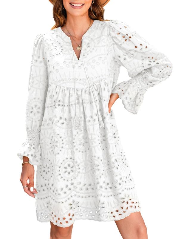 Women’s V Neck Eyelet Lace Dress (Buy 2 Free Shipping)