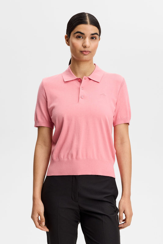 Blake SS Strick-Poloshirt / Flamingo Plume