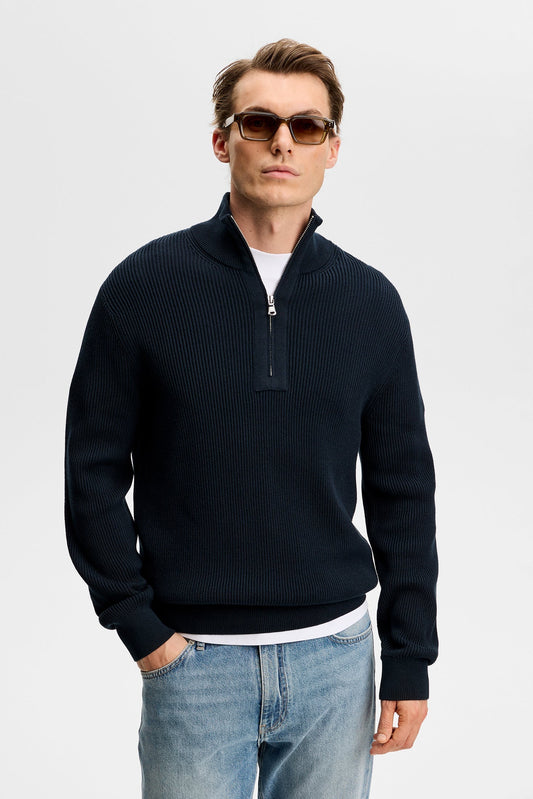 Alex Half Zip Strickpullover / Marineblau