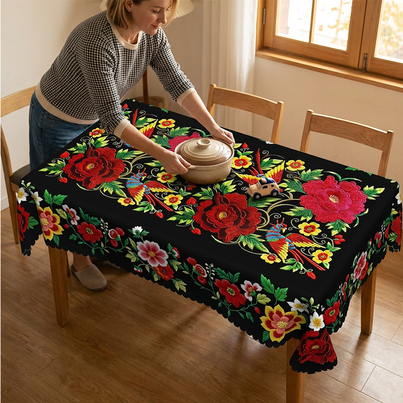 ⏳Limited-time 50% off⏰ Mexican Floral Tablecloth with Scalloped Edge