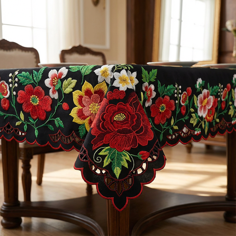 ⏳Limited-time 50% off⏰ Mexican Floral Tablecloth with Scalloped Edge
